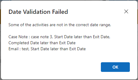 ActivityDates not in correct range