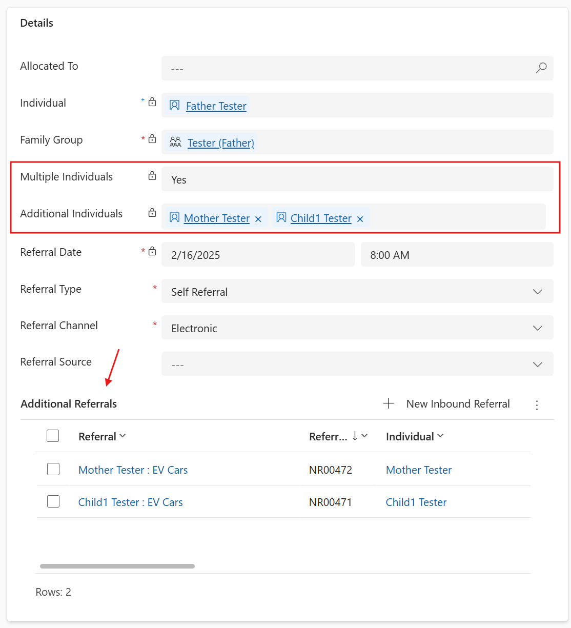 Referral With Multiple Individuals