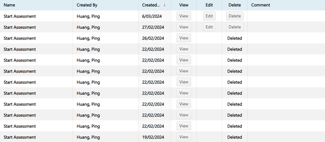 Core Documents Grid With Delete